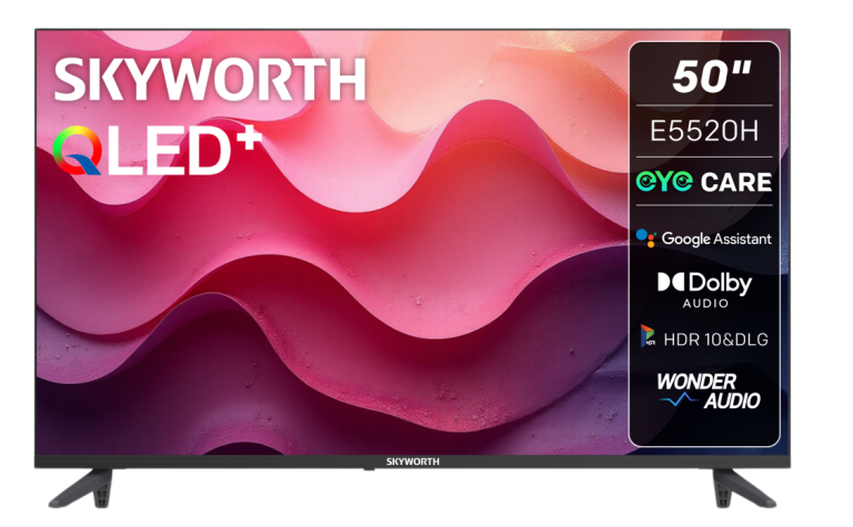 Skyworth 50" E5520H 2K QLED Google Smart TV with Google Assistant